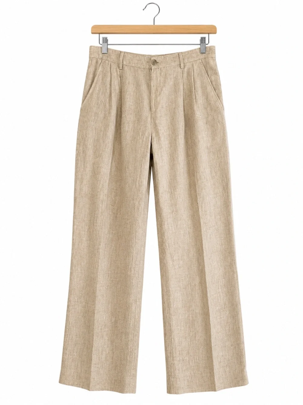 Sean John 100% Linen Pleated Dress Pants 34x32 Original Fit Tan Wide Leg